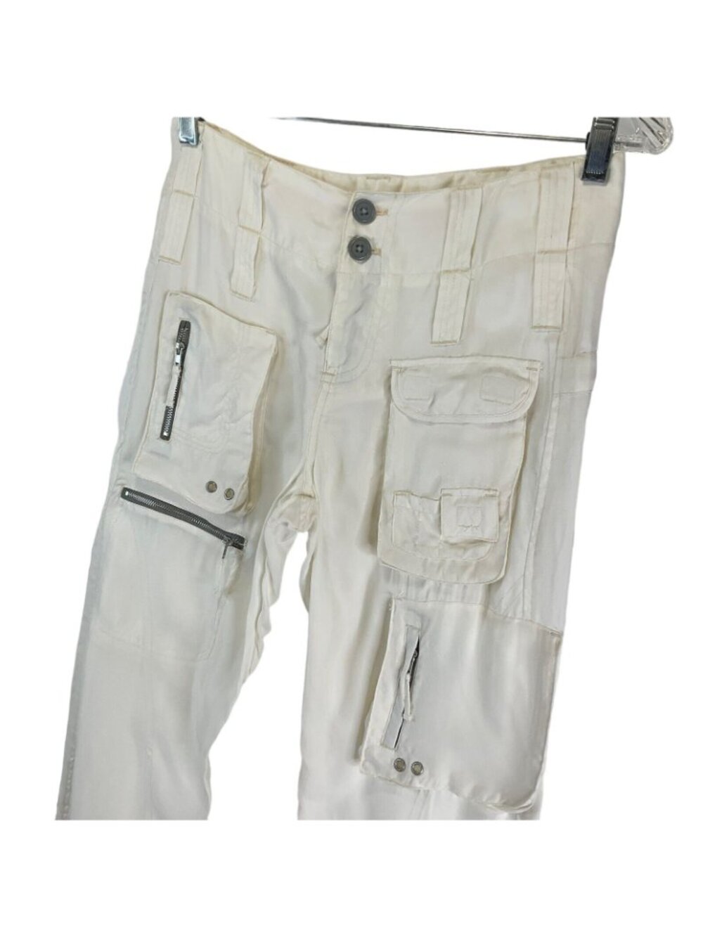 Pete & Greta Johnny Was Pants Women’s Sz 6 Marika Cargo Ivory Cupra $218 Nwot - Picture 4 of 13